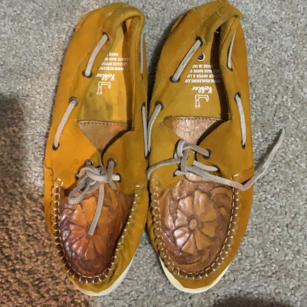 Brand NEW tooled mustard slip ons